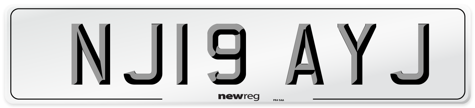 NJ19 AYJ Number Plate from New Reg
